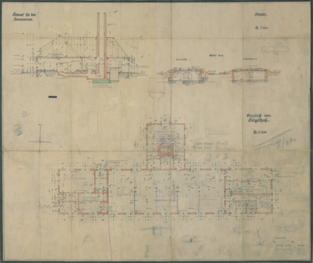 Plany komór gazowych i krematoriów z obozu Auschwitz. [fot. Auschwitz Memorial / Muzeum Auschwitz Facebook]
